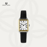 Christ Verra Casual Women's Petit Signature Series Leather Strap Silver Gold CV 121107L-23 WHT