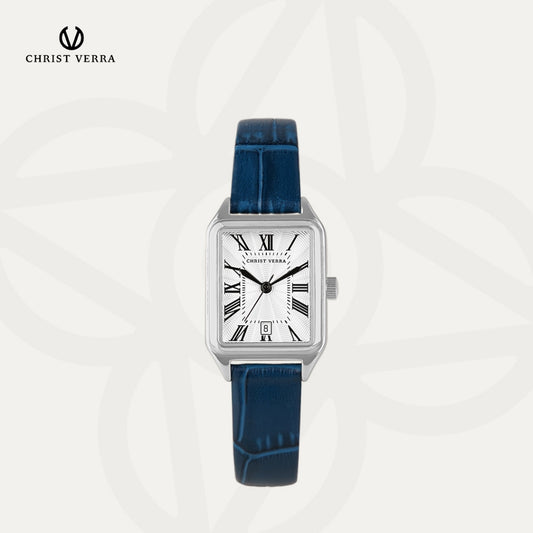 Christ Verra Casual Women's Petit Signature Series Leather Strap CV 121107L-21 WHT/BLU