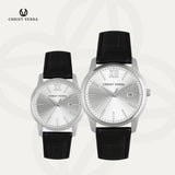 Christ Verra Jam Tangan Couple Dominus & Domina Series Strap Leather CV 12454G-21 SLV & CV 12454L-21 SLV
